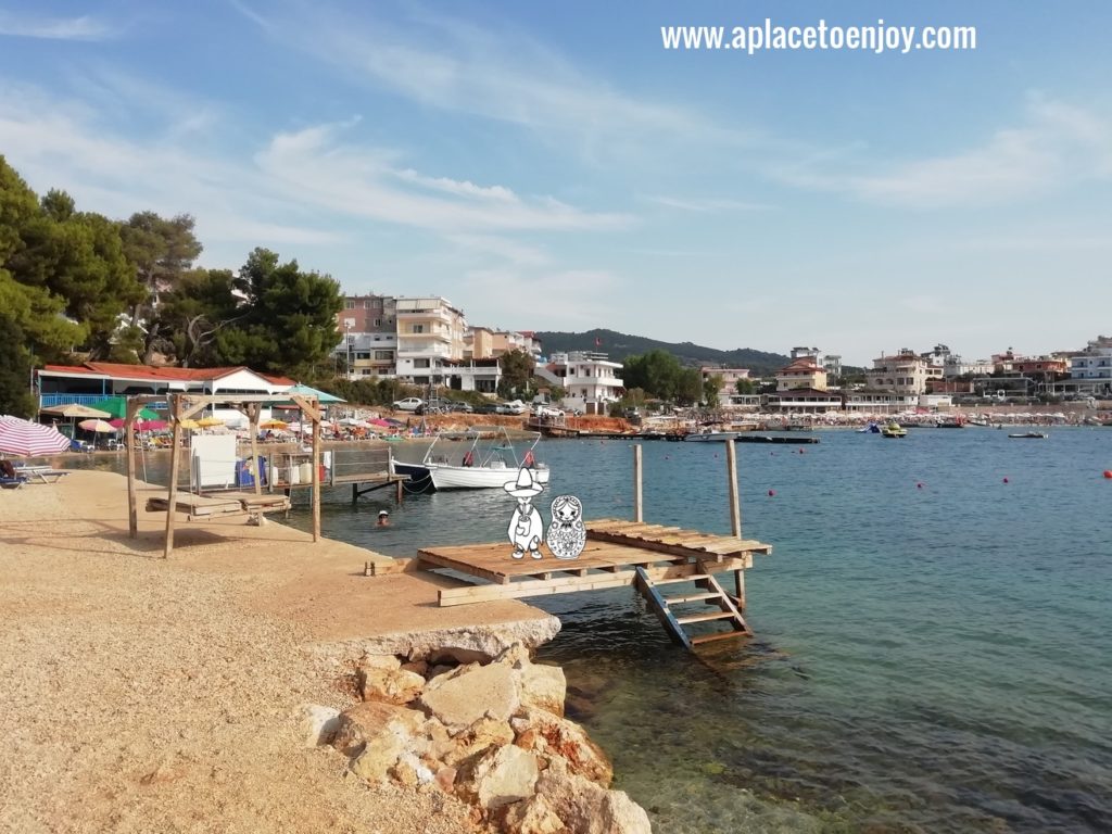 Small pierce with stairs to water seaside Ksamil Albania